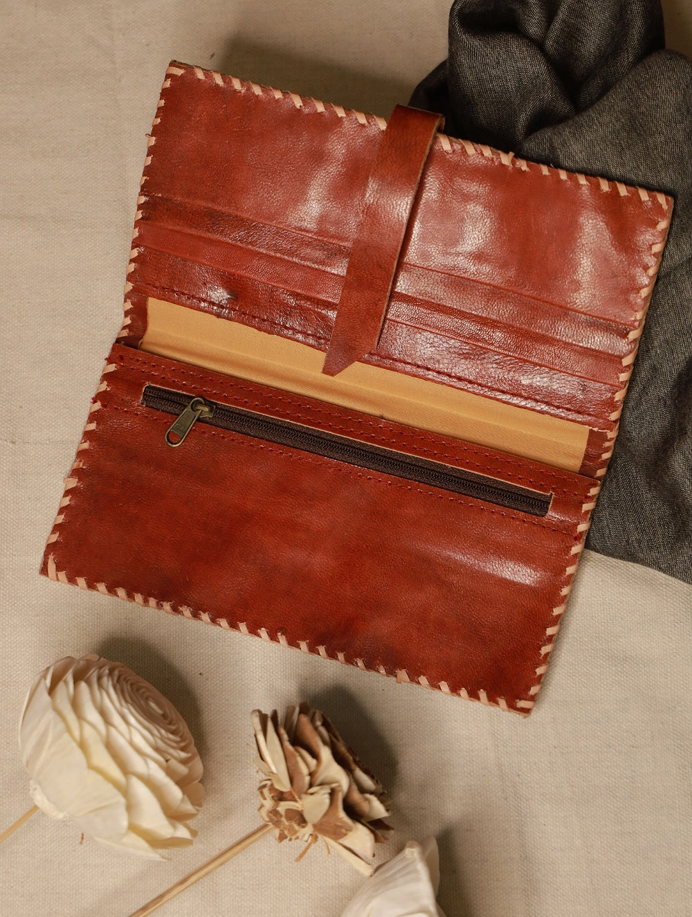 Load image into Gallery viewer, Handcrafted Jawaja Leather Wallet - Tan Brown