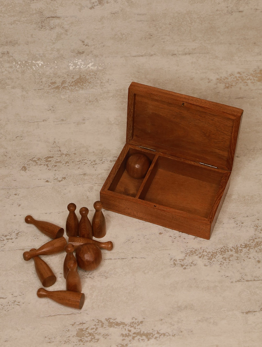 Buy Handcrafted Wooden Miniature Bowling Set Online