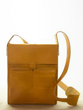 Handcrafted Leather Cross-Body Bag with Hand Stitch Detail - The India Craft House