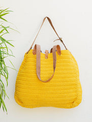 Handknotted Crochet Tote Bag - Yellow