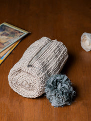 Handknotted Crochet Utility Pouch - Ivory