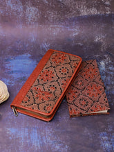 Handmade Ajrakh Large Travel Wallet & Notebook Diary (Set of 2)