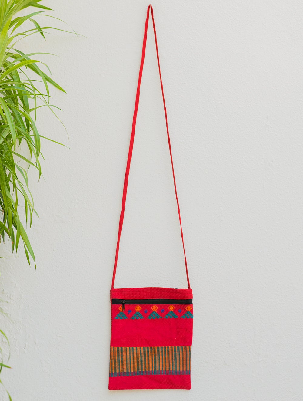Load image into Gallery viewer, Handwoven Kashida Pattu Small Cross Body Sling Bag - Red &amp; More