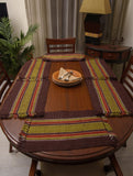 Handwoven Jute Table Mats (Set of 6) - Dark Brown & Green