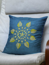 Intricate, fine Kantha Embroidered Silk Cushion Cover - Flower (Piece)