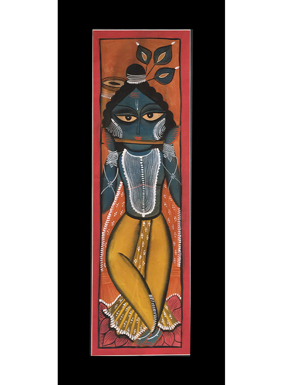 Kalighat Painting With Mount - Kanha (25" x 10")
