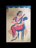 Kalighat Painting With Mount - Musical Lady (25