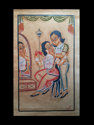 Kalighat Painting With Mount - The Couple (25