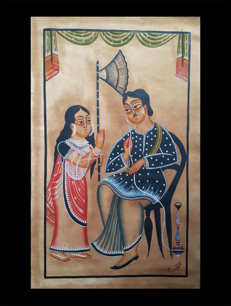 Kalighat Painting With Mount - The Zamindar (25" x 17")