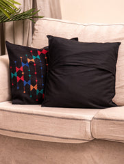 Kashida Pattu Woven Cushion Covers - Black Beauty (Set of 2)