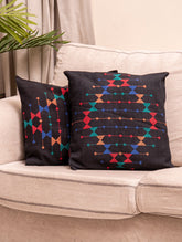 Kashida Pattu Woven Cushion Covers - Black Beauty (Set of 2)