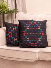 Kashida Pattu Woven Cushion Covers - Black Beauty (Set of 2)