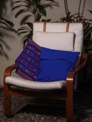 Kashida Pattu Woven Cushion Covers - Blue (Large, Set of 2)