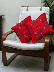 Kashida Pattu Woven Cushion Covers - Red Diamond (Set of 2)