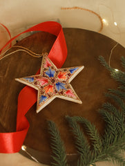 Kashmiri Art Xmas Decorations - Set of 4 (2 Baubles & 2 Stars)