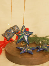 Kashmiri Art Xmas Decorations - Set of 4 (3 Stars & 1 Penguin)