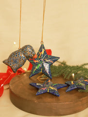Kashmiri Art Xmas Decorations - Set of 4 (3 Stars & 1 Penguin)