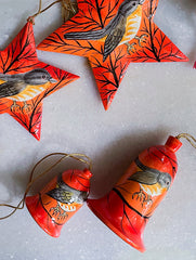 Kashmiri Art Xmas Decorations - Set of 6 (3 Stars, 1 Bauble, 2 Bells)