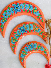 Kashmiri Art Xmas Decorations - Set of 6 (6 Moons)