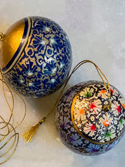 Kashmiri Art Xmas Decorations - Set of 7 (3 Butterflies, 2 Baubles, 2 Bells)