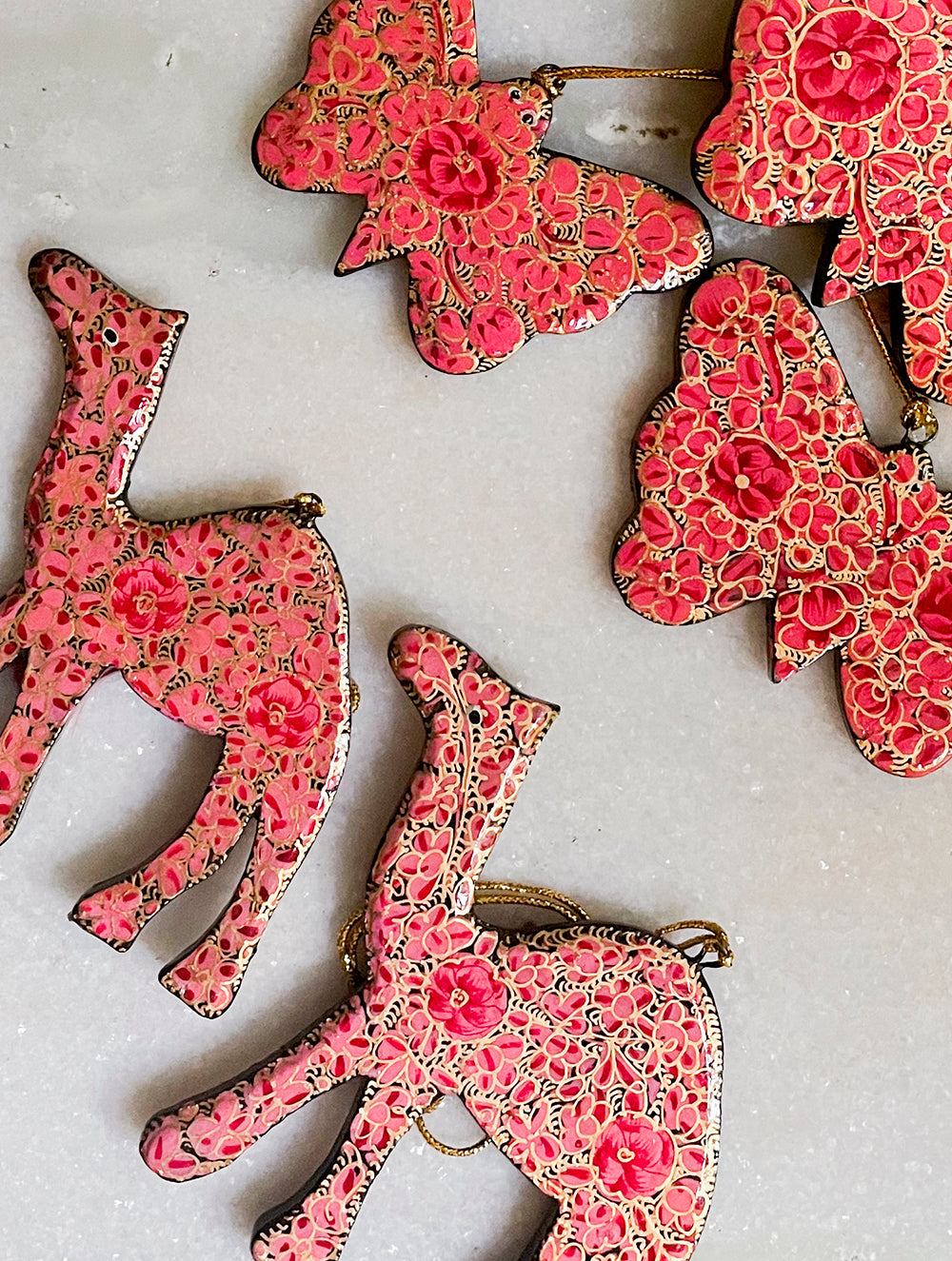 Kashmiri Art Xmas Decorations - Set of 9 (3 Stars, 3 Butterflies, 3 Camels)
