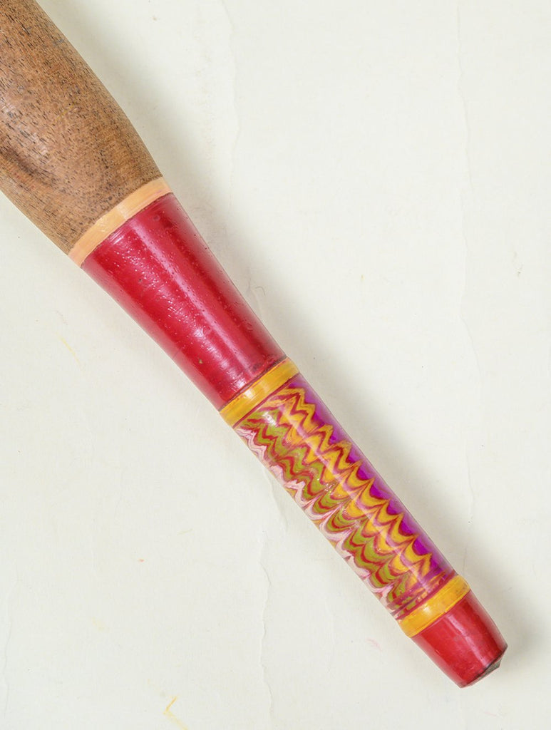 Kutch Lacquer Craft Wooden Rolling Pin (Deep Red Belan)