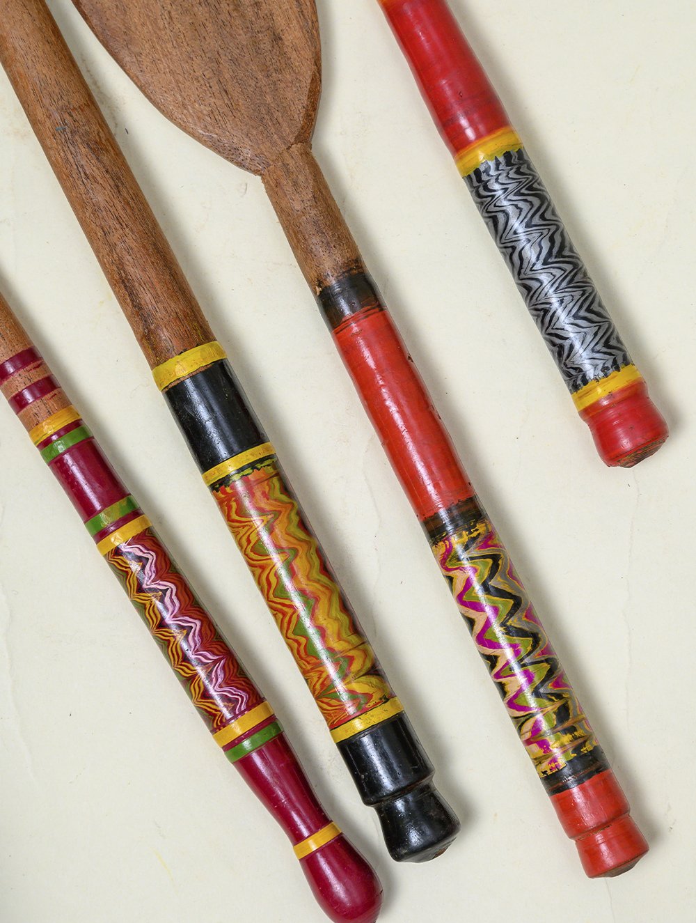 Kutch Lacquer Craft Wooden Spoons & Ladles (Set of 4)