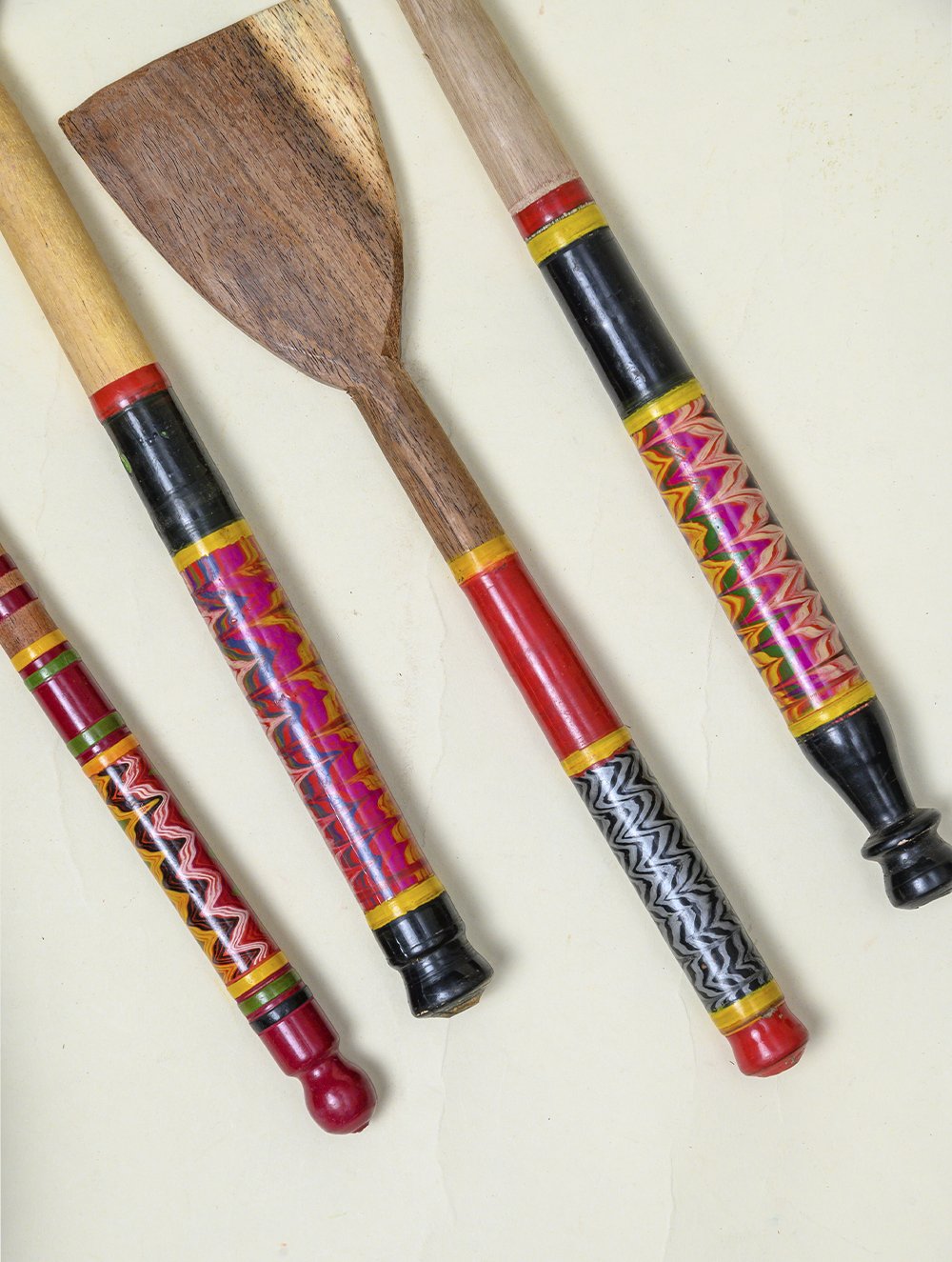 Kutch Lacquer Craft Wooden Spoons & Ladles (Set of 4)