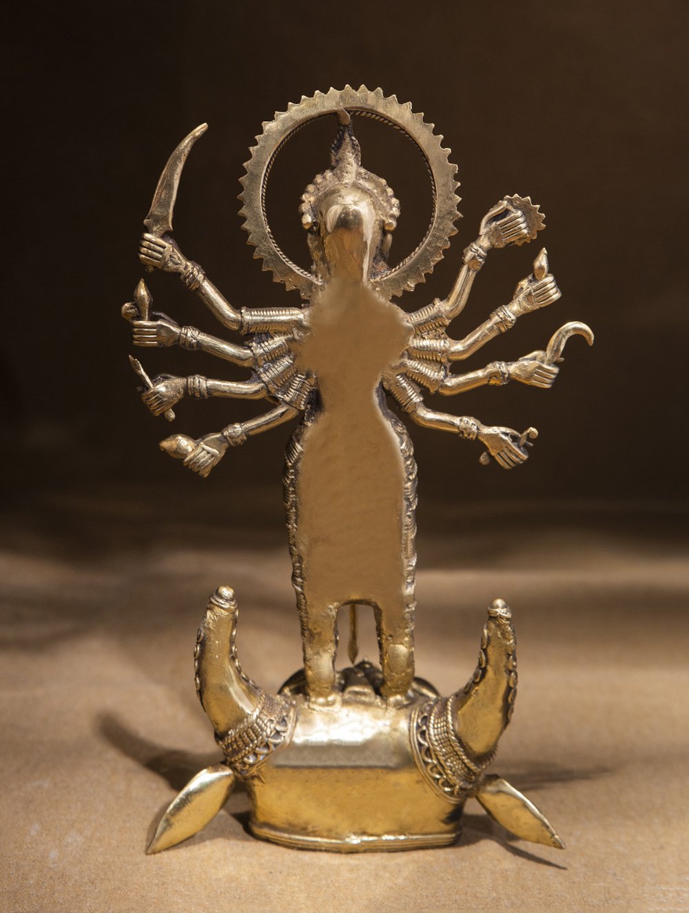 Load image into Gallery viewer, Large Dhokra Craft Curio - Goddess Durga Mahishasur Mardini