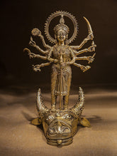 Large Dhokra Craft Curio - Goddess Durga Mahishasur Mardini
