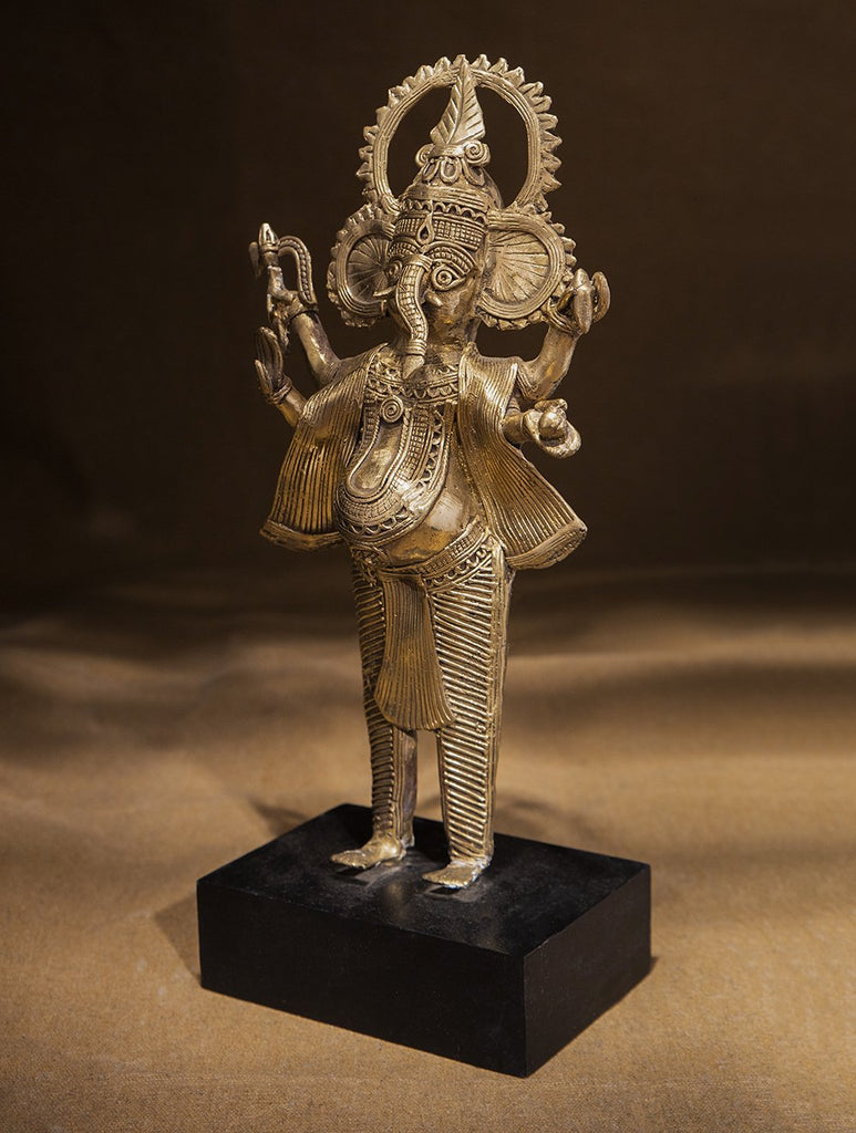 Large Dhokra Craft Curio - Standing Ganesha