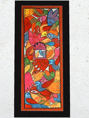 Large Potua Art Painting With Mount - Wedding Of The Birds (30"x14")