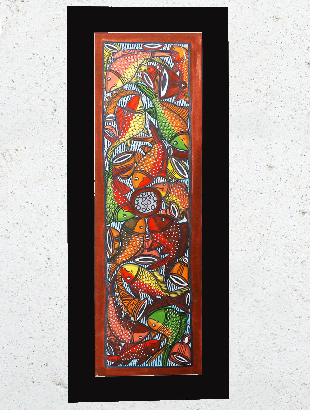 Large Potua Art Painting With Mount - Wedding Of The Fish (25"x10")