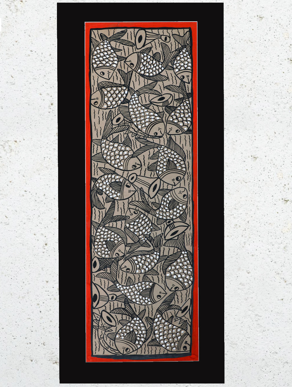 Large Potua Art Painting With Mount - Wedding Of The Fish (25"x10")