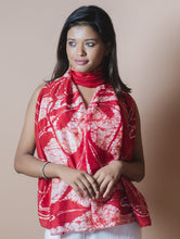 Load image into Gallery viewer, Light &amp; Elegant Silk Batik Stole - Deep Red &amp; Beige