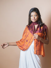 Load image into Gallery viewer, Light &amp; Elegant Silk Batik Stole - Rust Orange &amp; Maroon
