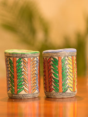 Madhubani Art Papier Mache - Stationery Stands (Set of 2)