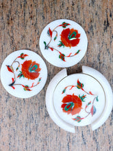 Marble Inlay Round Coaster Set with Holder