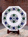 Marble Inlay Round Plate Curio with Stand