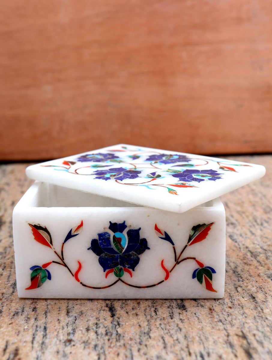 4x3 Marble Inlay Box  Kaarigar Handicrafts Inc.