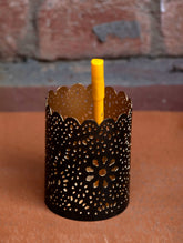 Metal Filigree Tealight Holder - Black