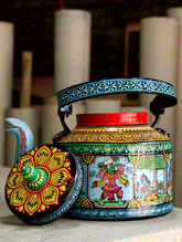 Pattachitra Art - Tin Teapot, Large - The India Craft House