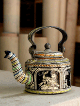 Pattachitra Art - Tin Teapot, Small - The India Craft House