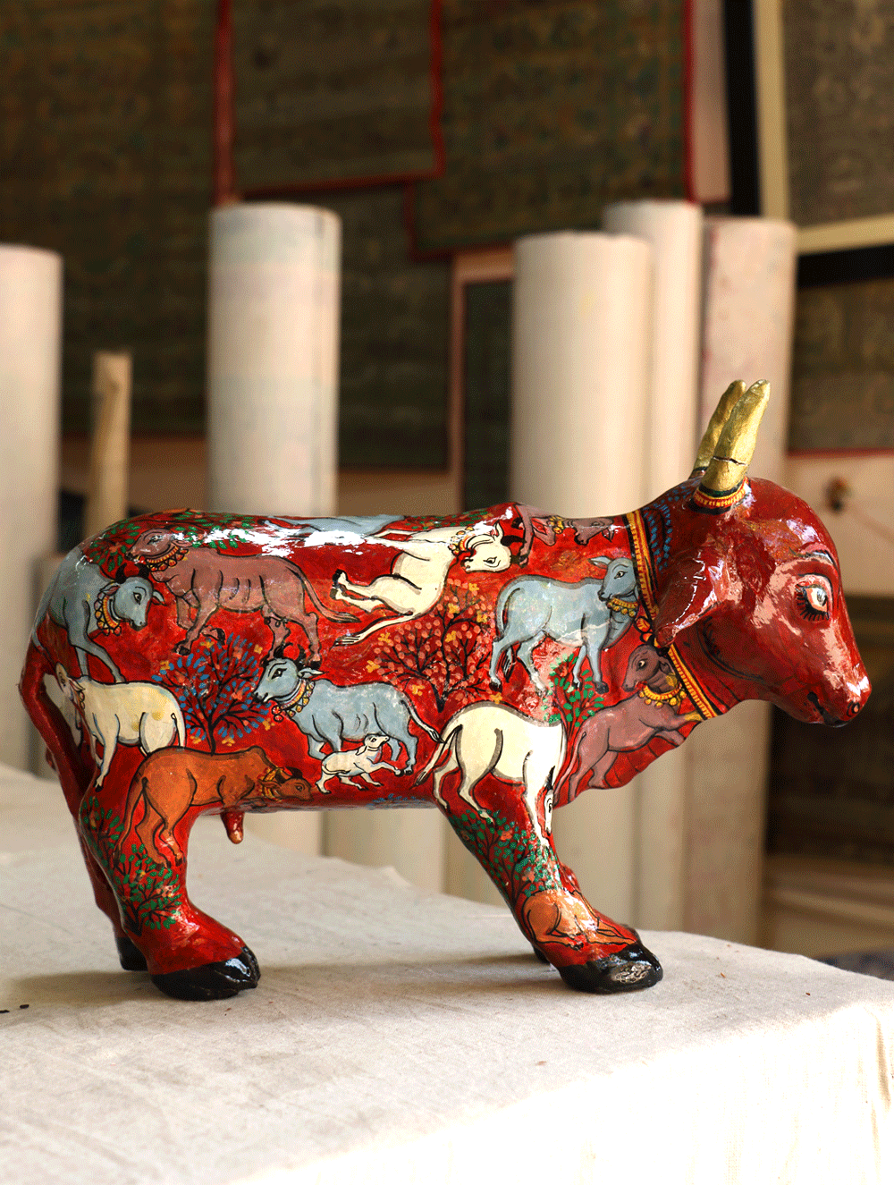 Pattachitra Art Curio - Cow - The India Craft House