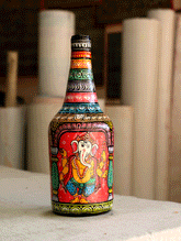 Pattachitra Art Curio - Glass Bottle - The India Craft House