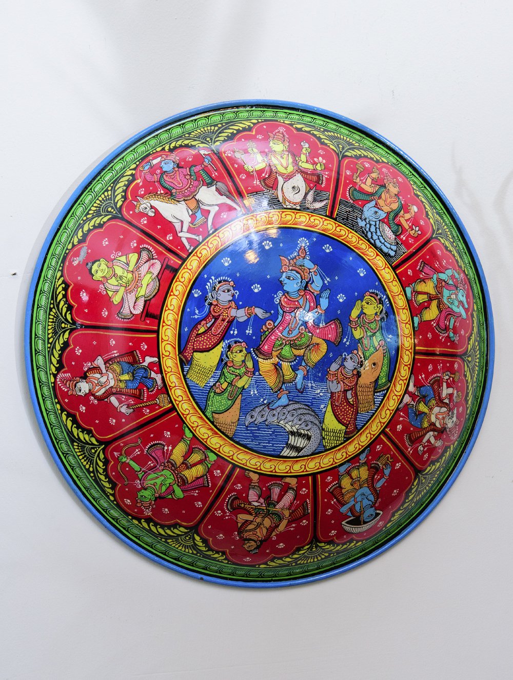 Pattachitra Art Wall Plaque - Krishna & Kaalia