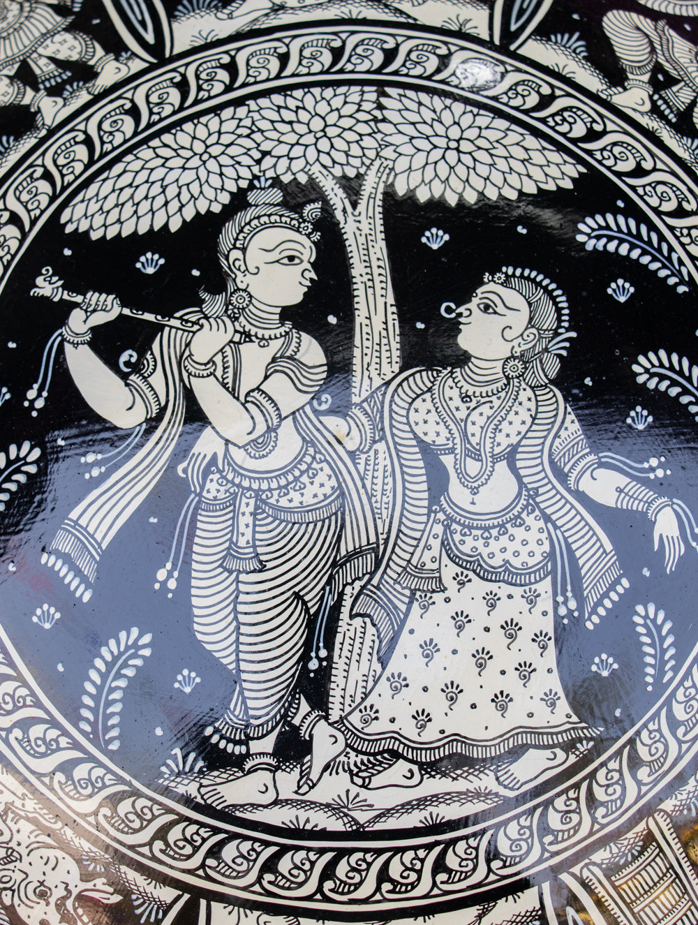 Pattachitra Art Wall Plaque - Radha Krishna - The India Craft House