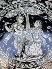 Pattachitra Art Wall Plaque - Radha Krishna - The India Craft House