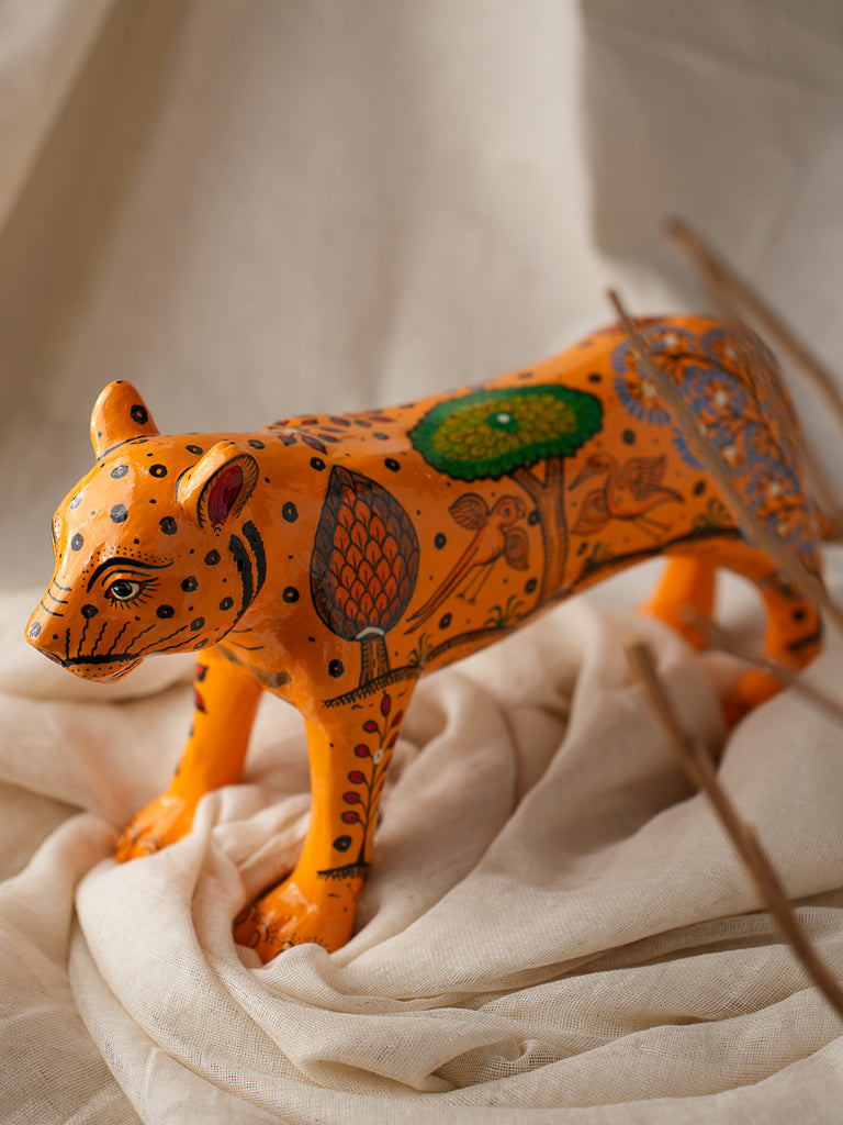 Pattachitra Art Curio - Orange Tiger