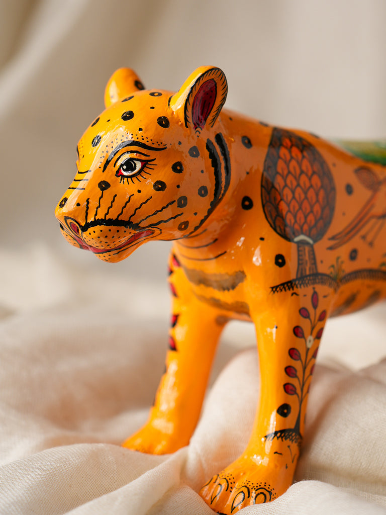 Pattachitra Art Curio - Orange Tiger